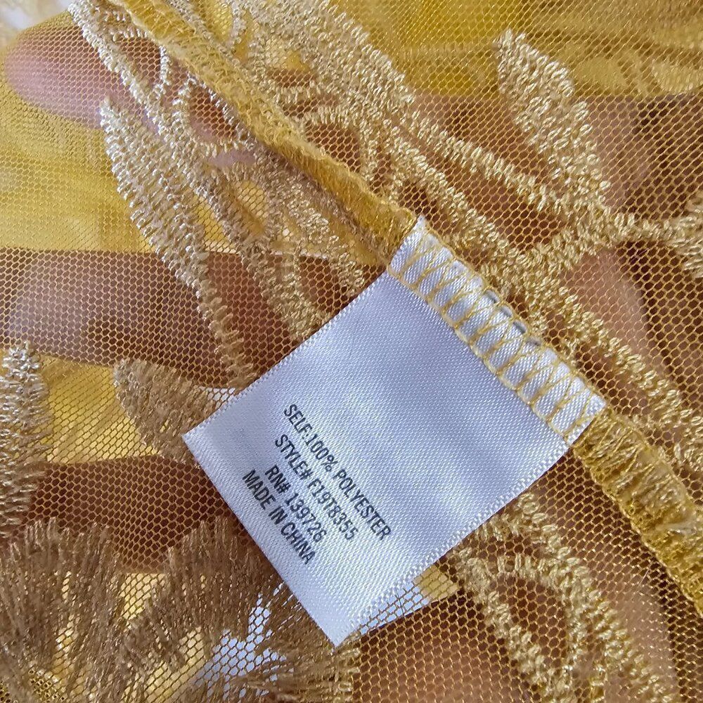 EUC LIKE NEW BLUE RAIN MUSTARD LACE EMBROIDERED BOHO KIMONO TOP SIZE M - Picture 11 of 13